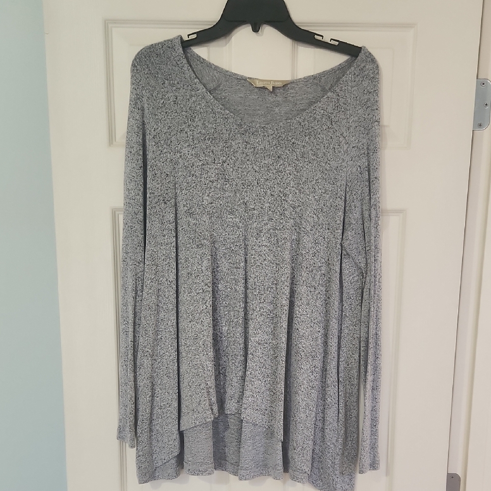 Lauren James Gray Asymmetrical Tunic with Long Sleeves